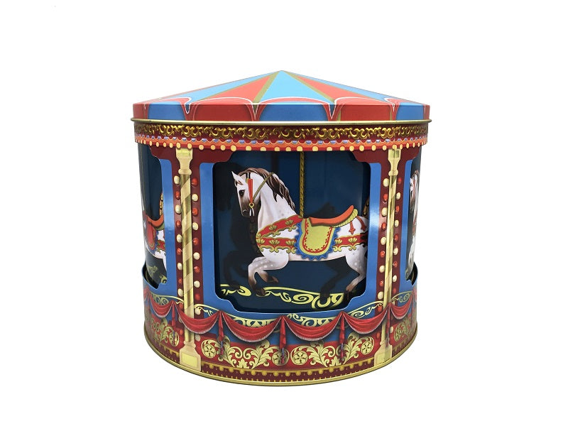 Scatola Latta Giostra Grande Con Carillon contenitore decorativo con meccanismo musicale diametro 22 cm altezza 20 cm - DeMatteis.it