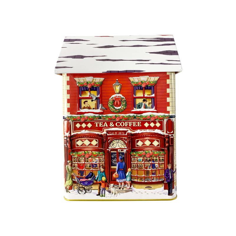 Scatola Latta Casetta Invernale Coffee & Tea 12x7,5x15 Cm