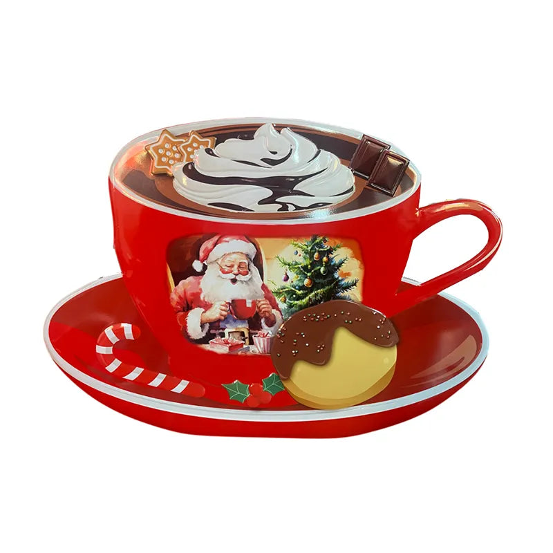 Scatola Latta Tazza Decorata Natalizia contenitore per dolci e biscotti a tema natalizio - DeMatteis.it