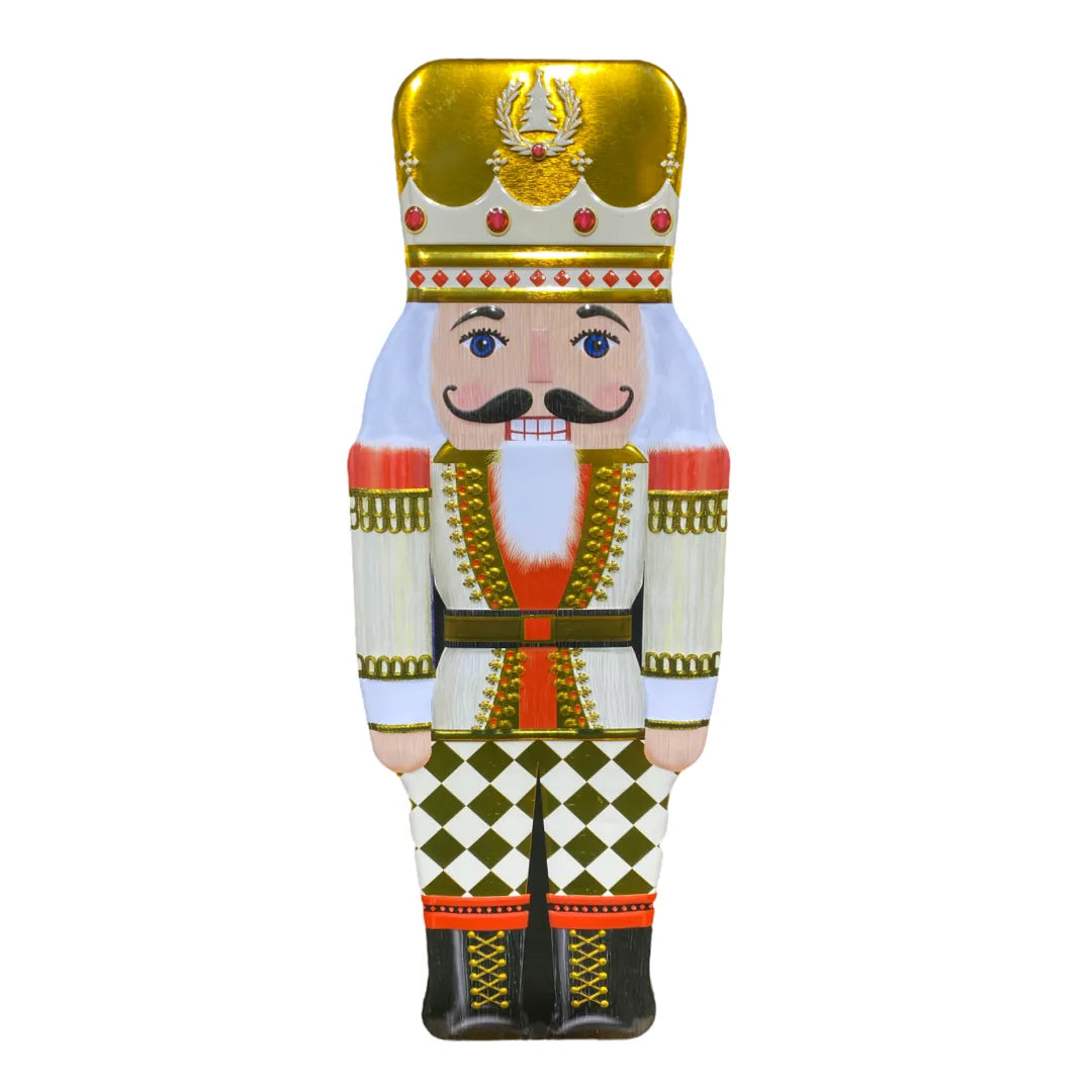 Scatola Latta Schiaccianoci Roso Bianco contenitore decorativo natalizio in metallo - DeMatteis.it