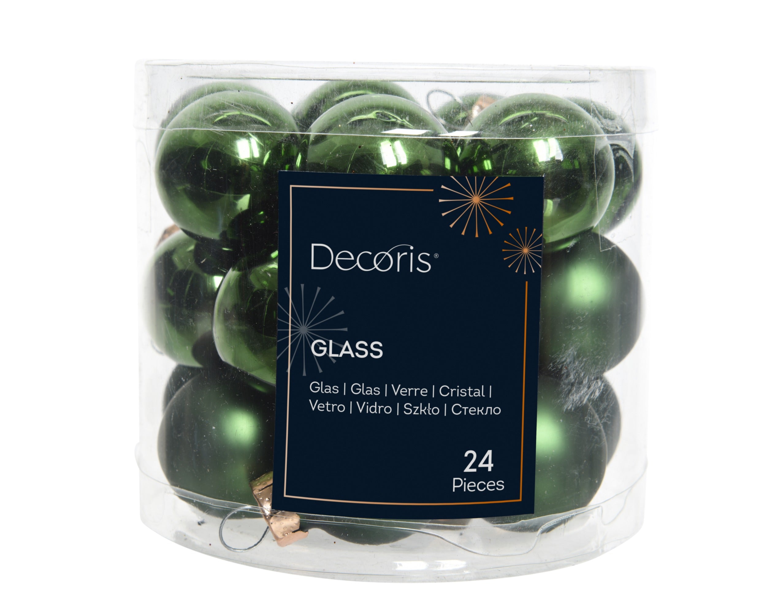 Box 24 Palline Vetro D 2,5 Pine Green