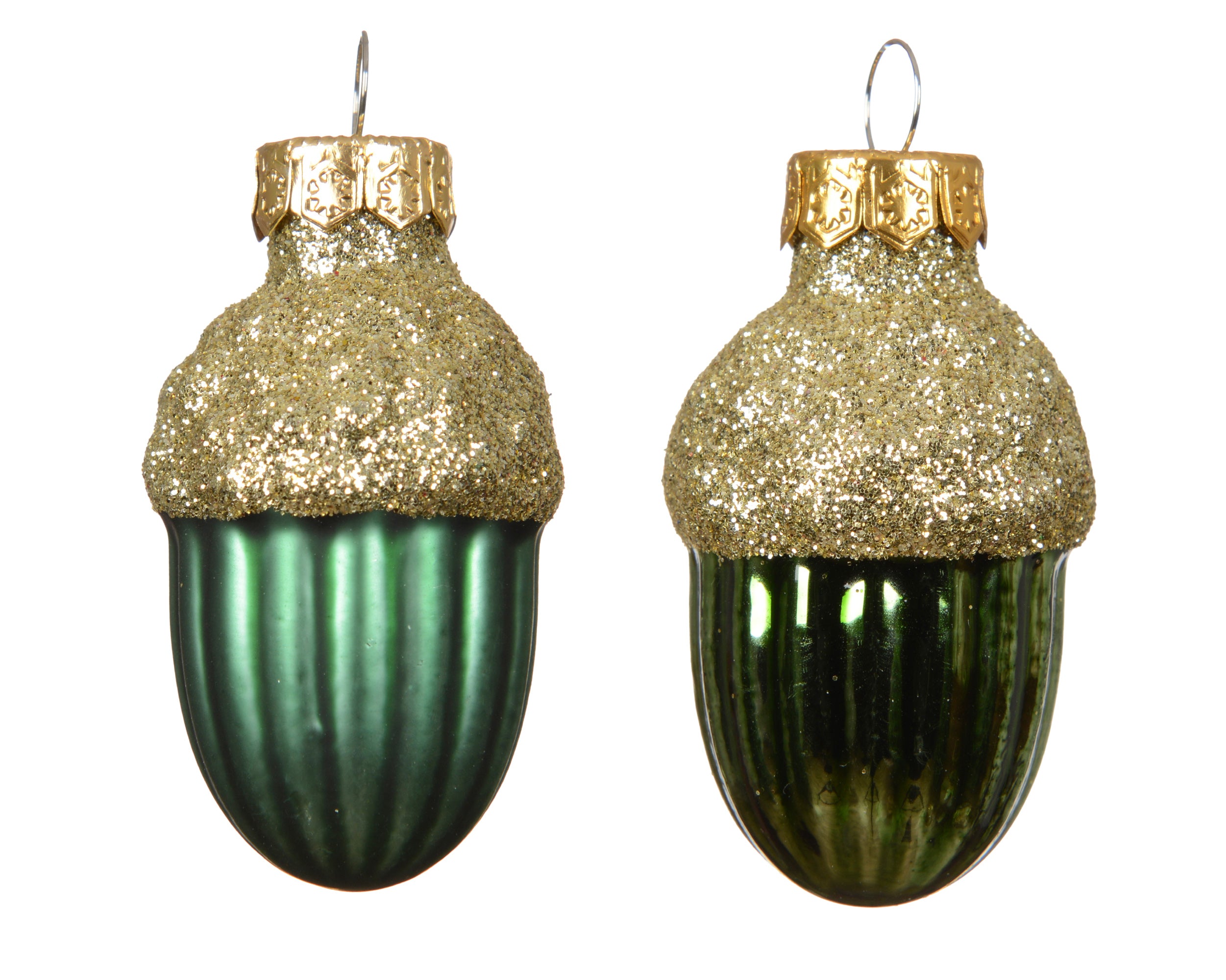 Box 12 Ghiande Vetro Pine Green 3 Cm