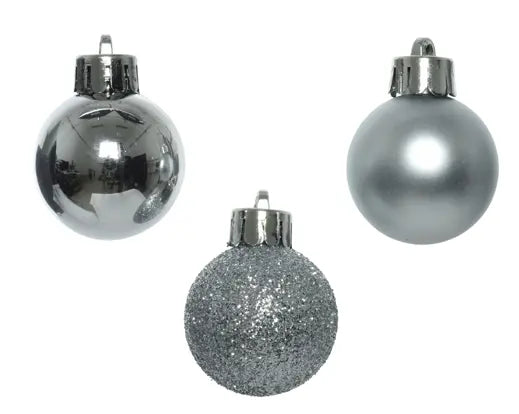 Box 14 Palline di Natale D 3 Cm Plastica Argento