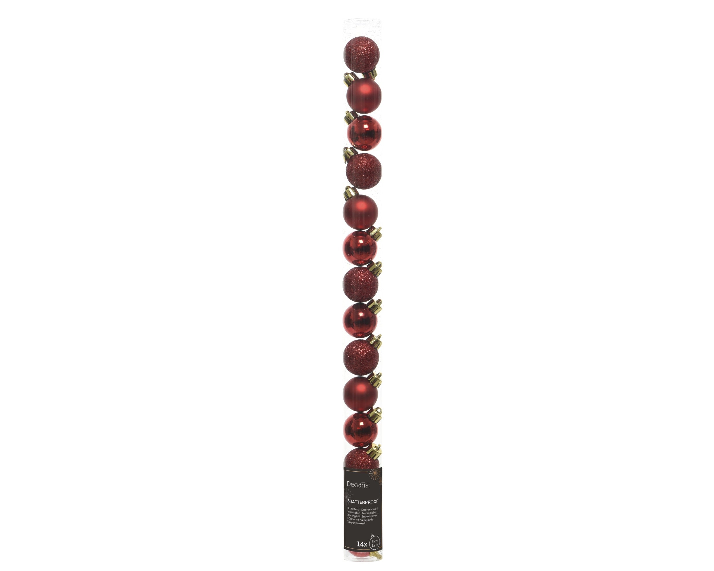 Box 14 Palline Di Natale D 3 Cm Plastica Rosse