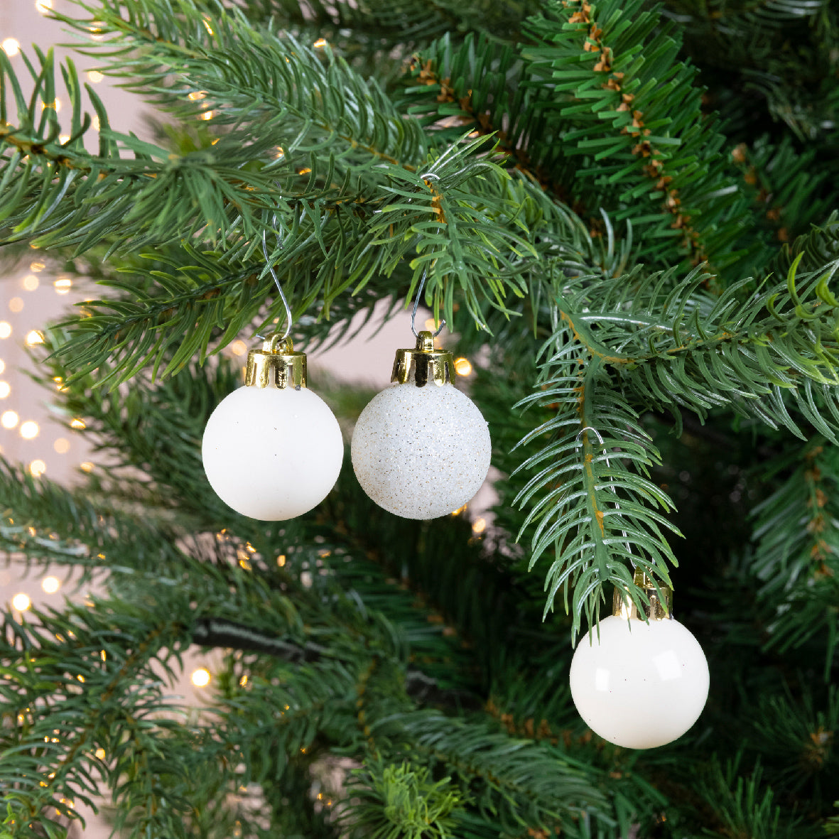 Tubo Palline Di Natale Bianco Lana
