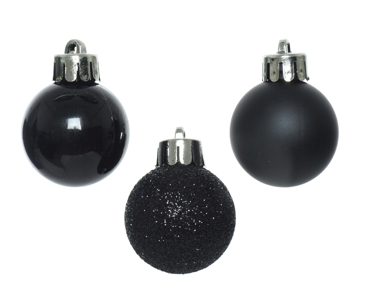 Box 14 Palline di Natale D 3 Cm Plastica Nere