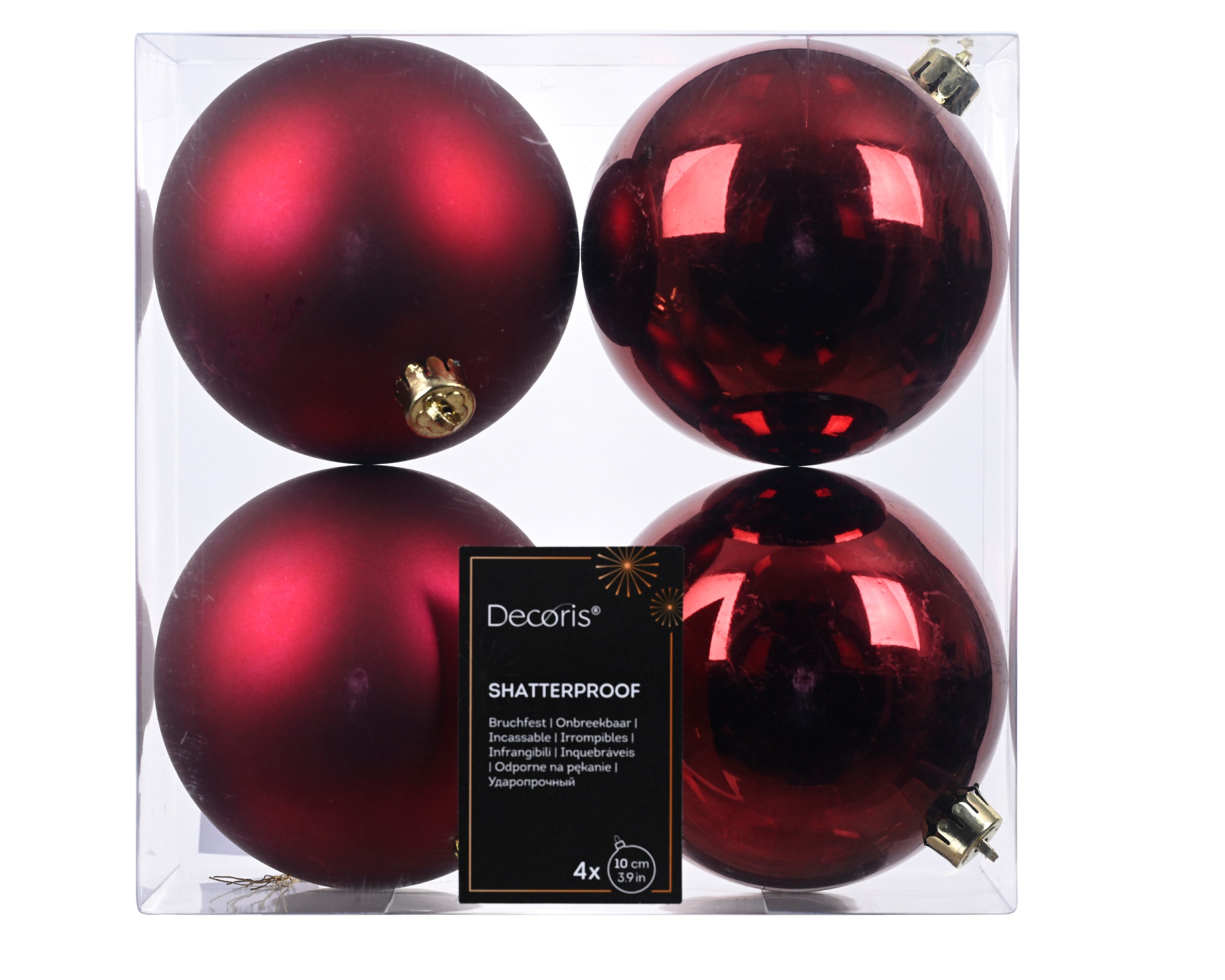 Box 4 Sfere D 10 Cm Oxblood Plastica