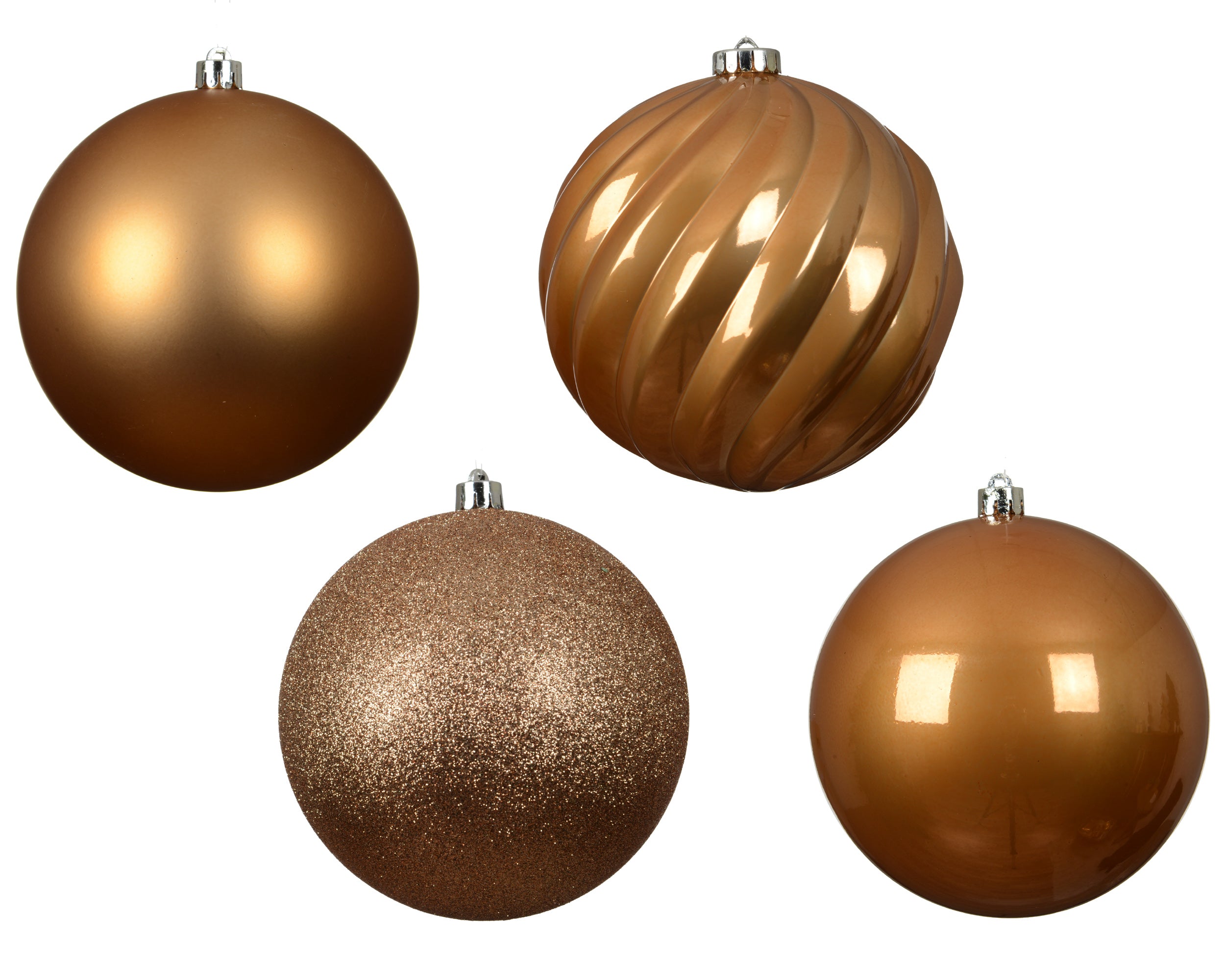 Box 4 Palle Natale Caramel Brown D 14 Cm