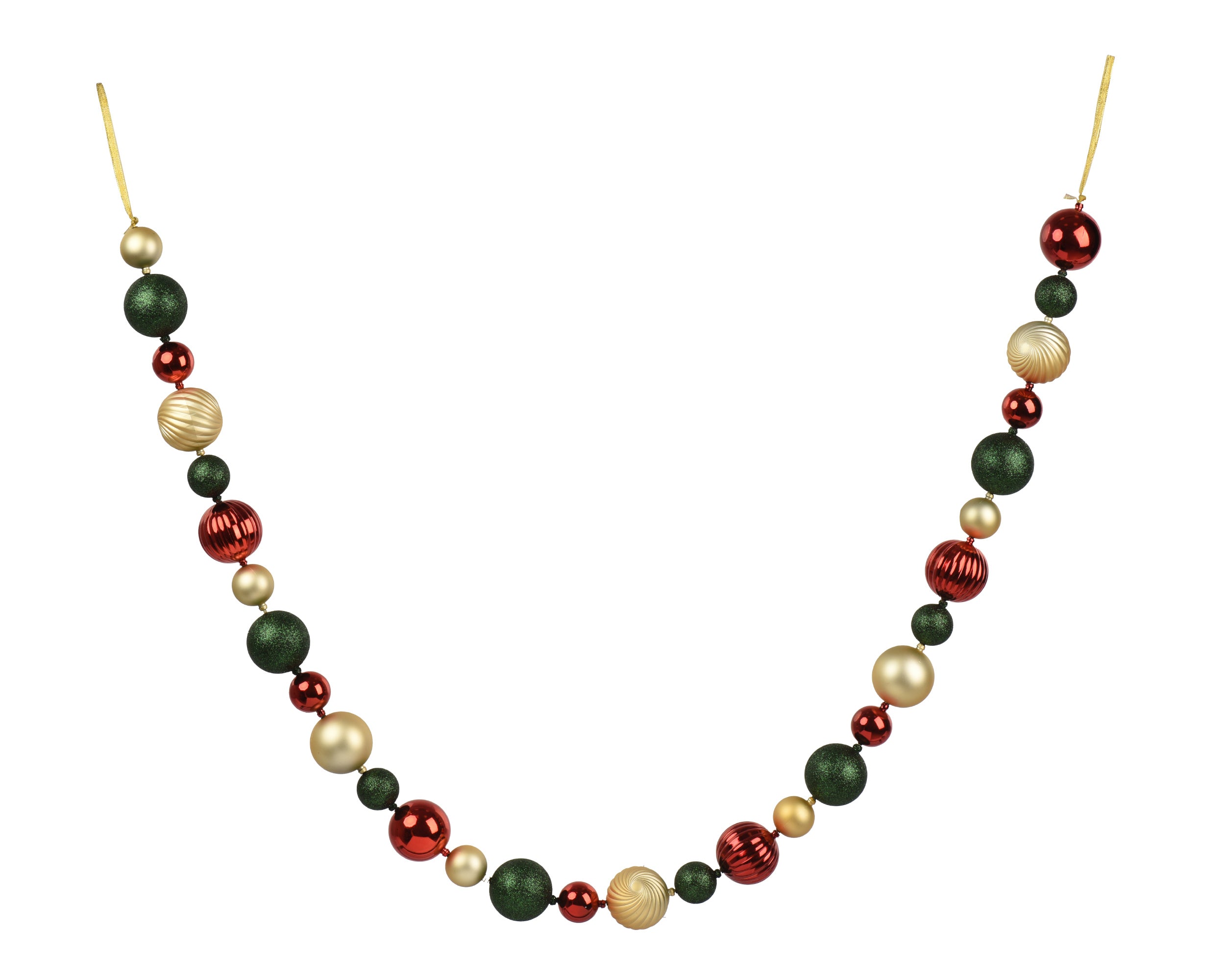 Cordone Palline Oro Rosse Verdi 180 Cm
