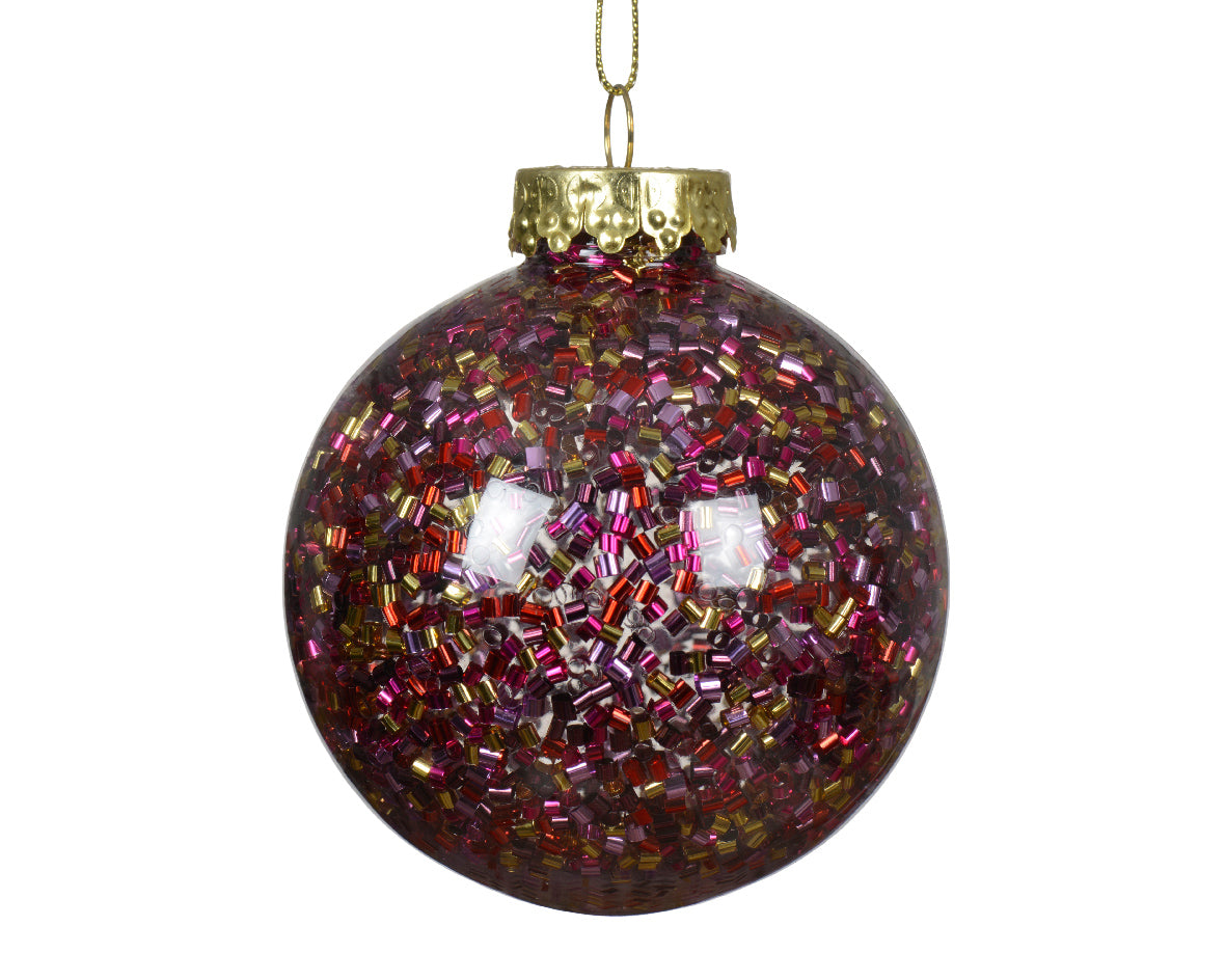 Palla di Natale trasparente decorativa da 8 cm con decoro red per albero natalizio - DeMatteis.it