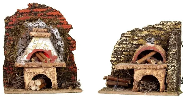 Forno miniatura per presepe con illuminazione LED dimensioni 10 x 6 x 10 cm accessorio natalizio - DeMatteis.it