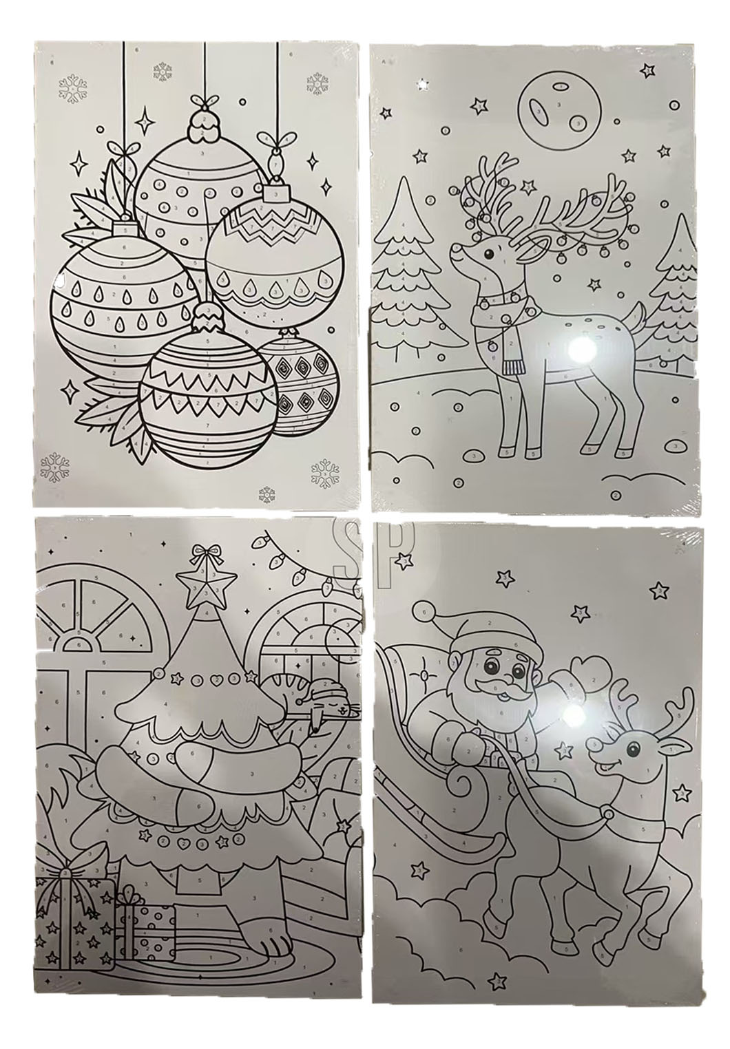 Stickers Natalizi decorativi con disegni da colorare di palline, renne, albero e Babbo Natale - DeMatteis.it