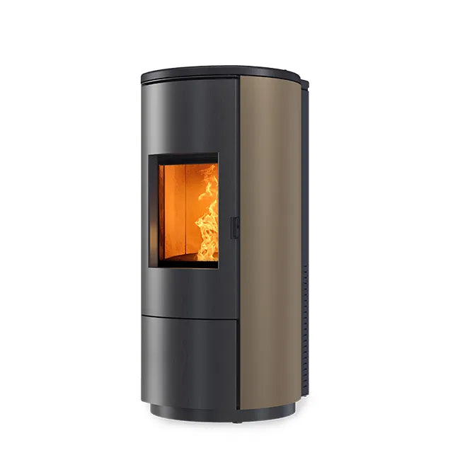 Stufa Pellet Nobis A10v Round Steel per riscaldamento domestico con design moderno cilindrico - DeMatteis.it