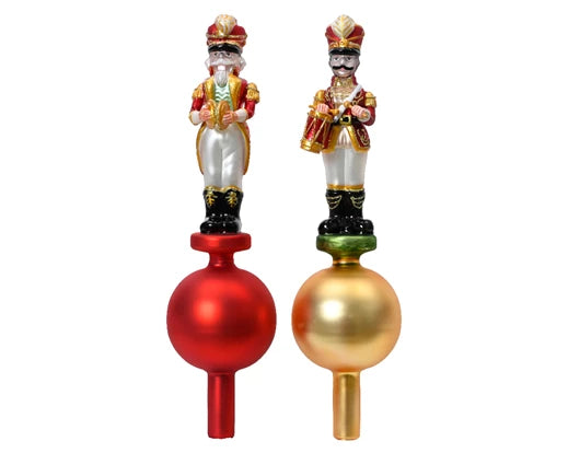 Puntale Vetro Schiaccianoci decorativo per albero di Natale 8x8x31 cm con soldatini - DeMatteis.it