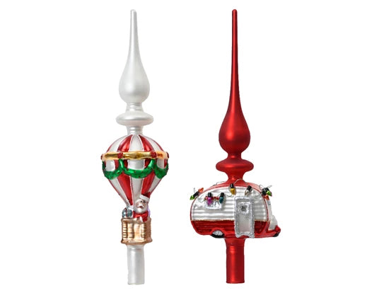 Puntale Vetro Decorato D 8x31 cm ornamento decorativo in vetro soffiato per aste e complementi d'arredo - DeMatteis.it