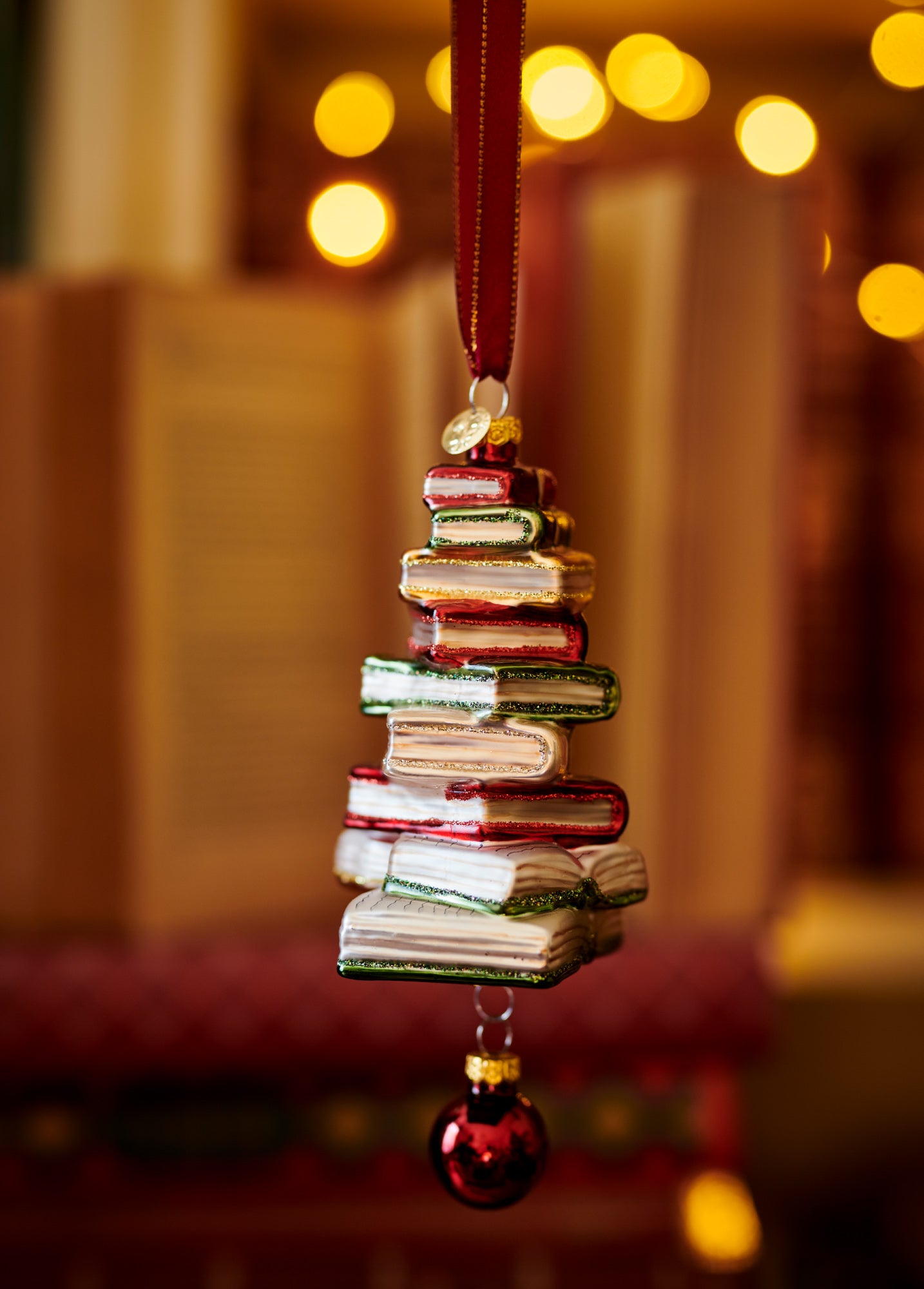 Pendente Albero Libri Vetro 7x7x16 Cm
