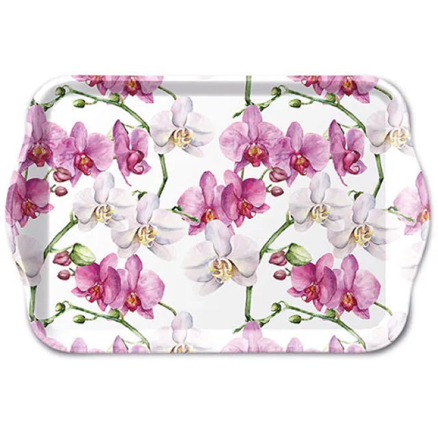 Vassoio Melamina 13x21 Cm Elegant Orchids White