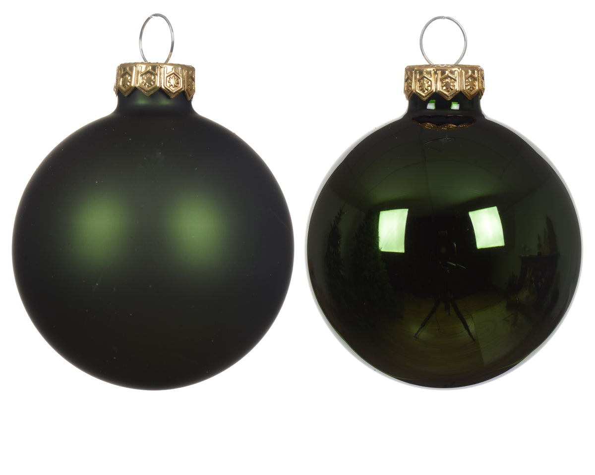 Box 8 Palline di Natale Vetro D 7 Cm Pine Green