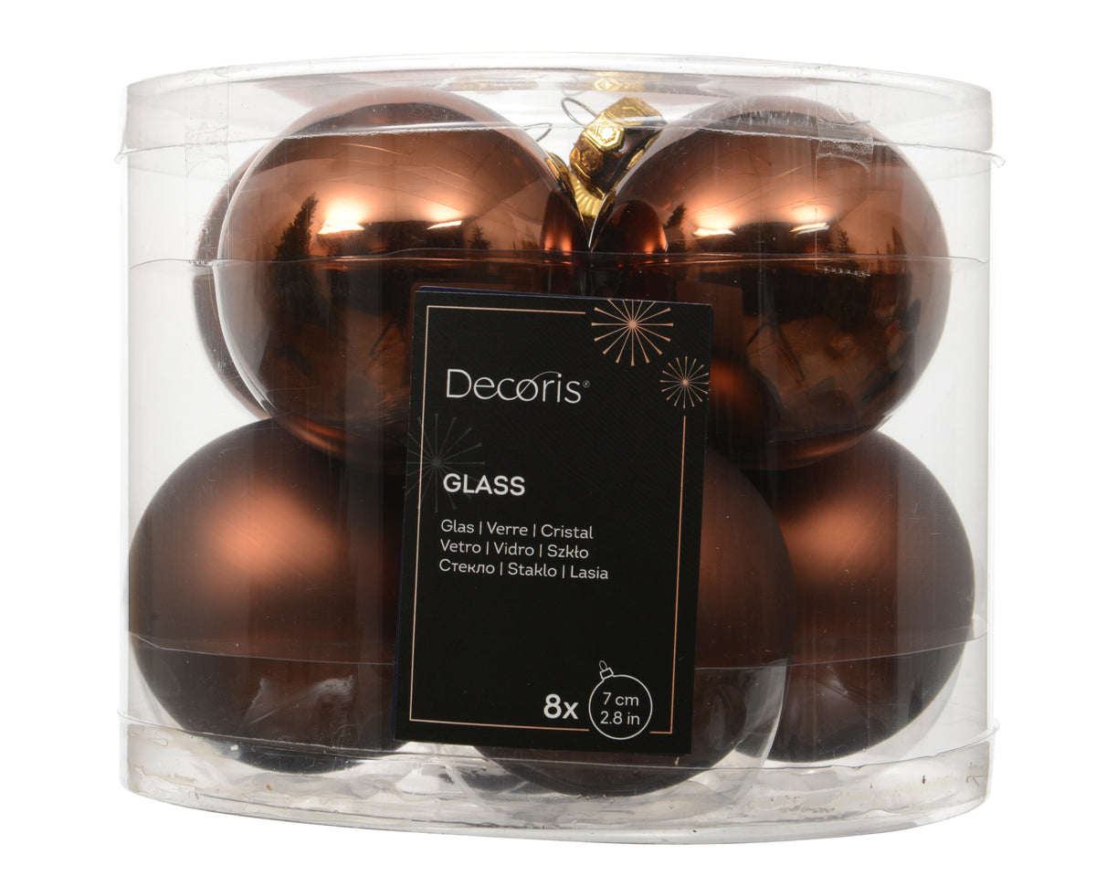 Box 8 Palline di Natale Vetro 7 Cm Espresso