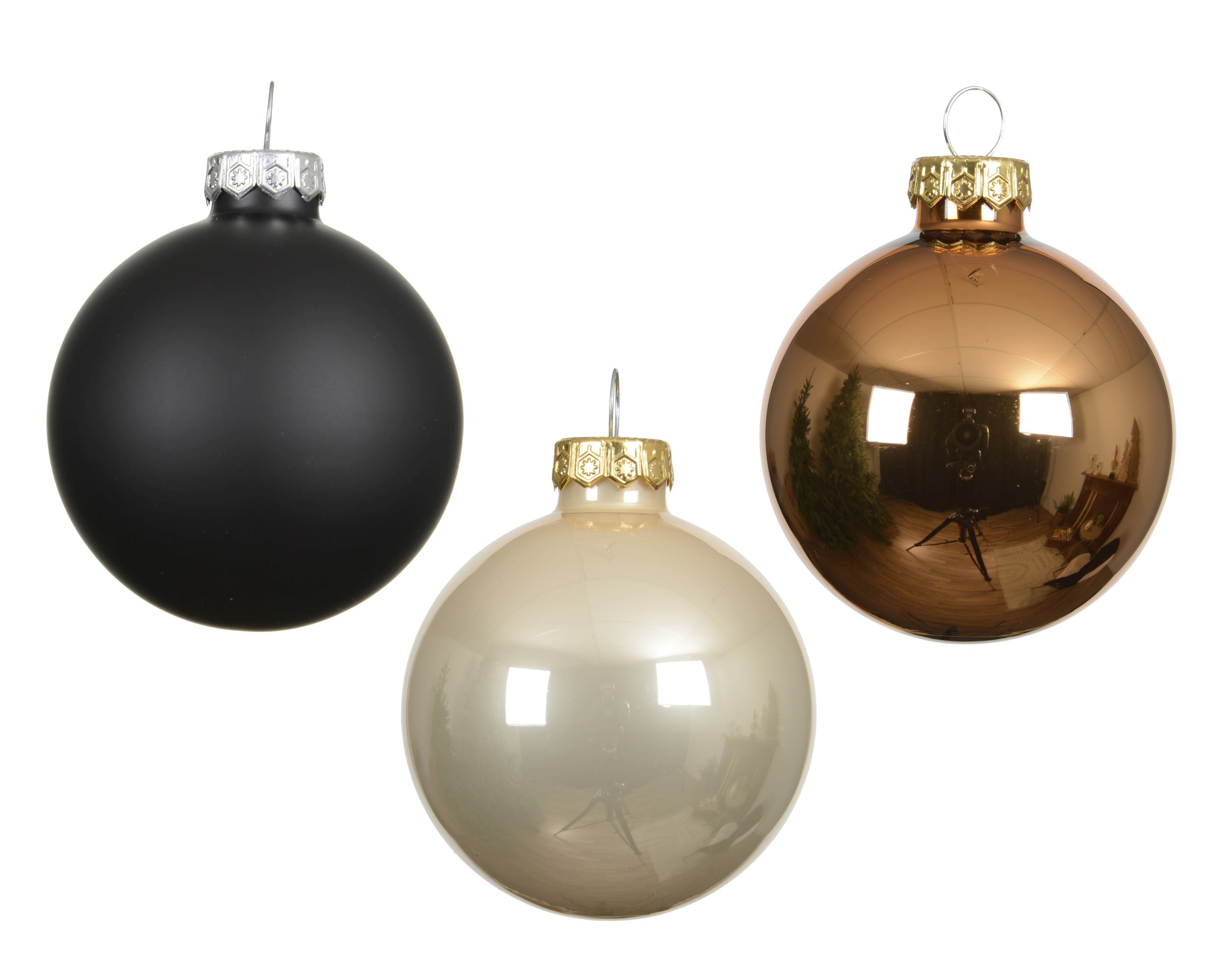Box 20 Palla Natale Vetro D 6 Cm Black Oro