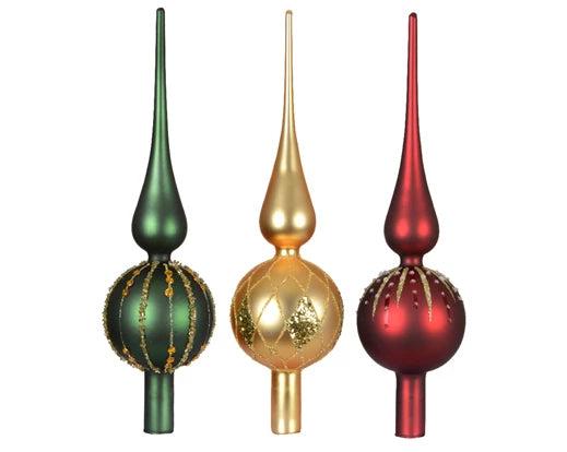 Puntale Vetro D 8x31 Cm Verde Oro Rosso 1 Pezzo