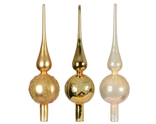 Puntale Vetro Oro decorativo per albero di Natale da 31 cm, elemento ornamentale natalizio - DeMatteis.it