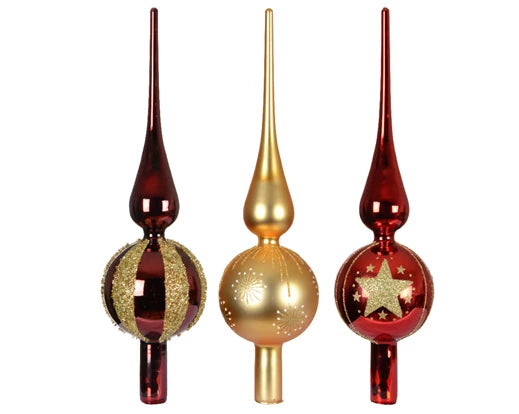 Puntale Vetro Rosso Oro D 8x31 Cm 1 Pezzo