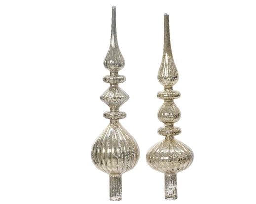 Puntale Vetro Silver Anticato decorativo per albero di Natale diametro 9 cm altezza 35 cm - DeMatteis.it