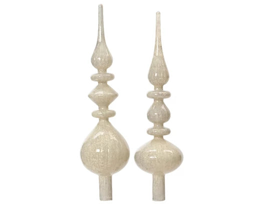 Puntale Vetro Winter White decorativo anticato diametro 9 cm altezza 35 cm per addobbi natalizi - DeMatteis.it