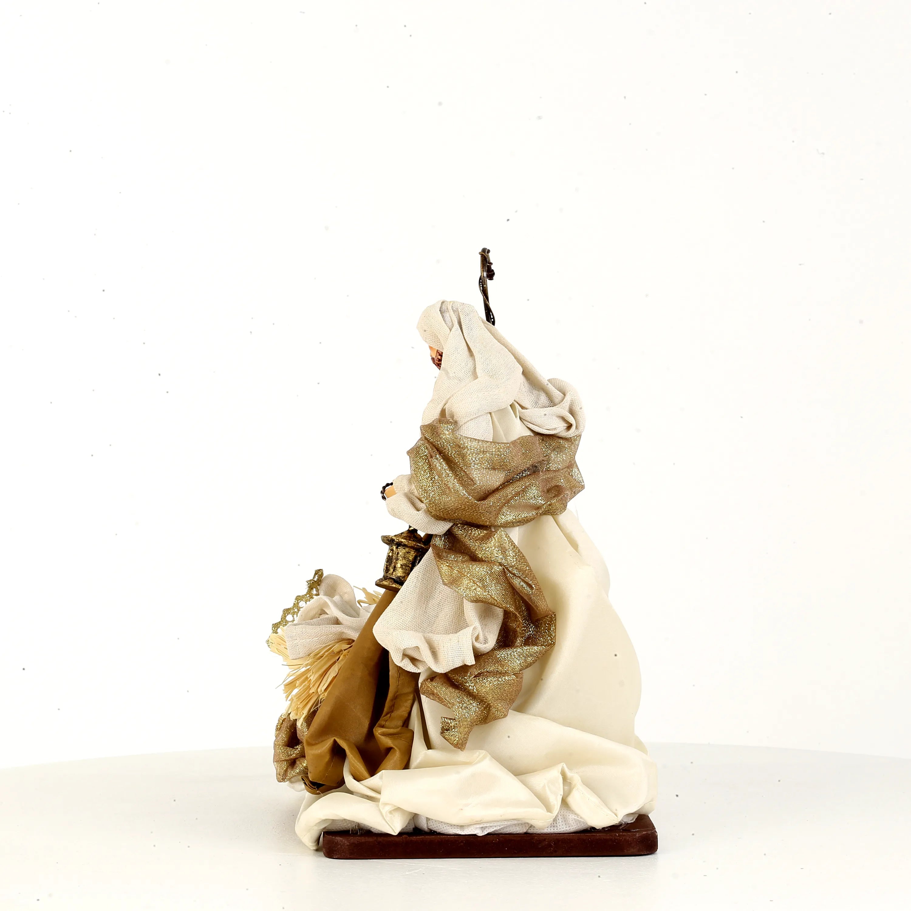 Natività Su Base Beige Rame Marrone Oro 28x16x27 Cm