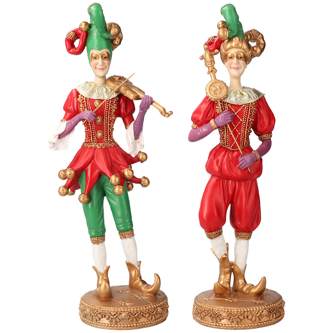 Giullare Resina Verde Oro figurine decorative in resina 39 cm per arredamento e collezione - DeMatteis.it