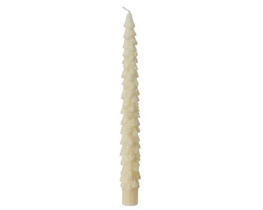 Box 2 Candele Wool White Decoro Albero 25 cm candele decorative natalizie a forma di albero - DeMatteis.it