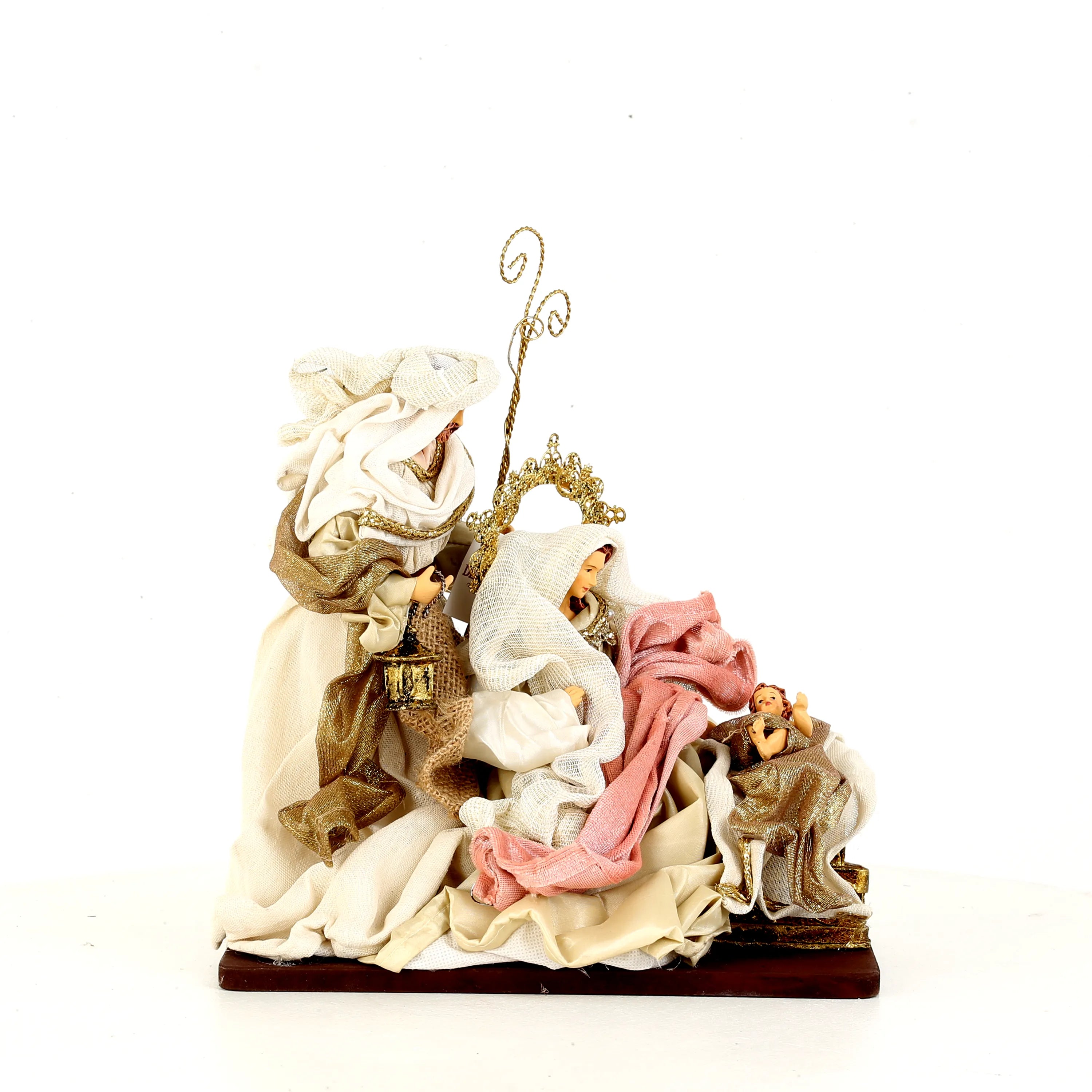 Natività Su Base Rosa Beige 26x15x30 Cm