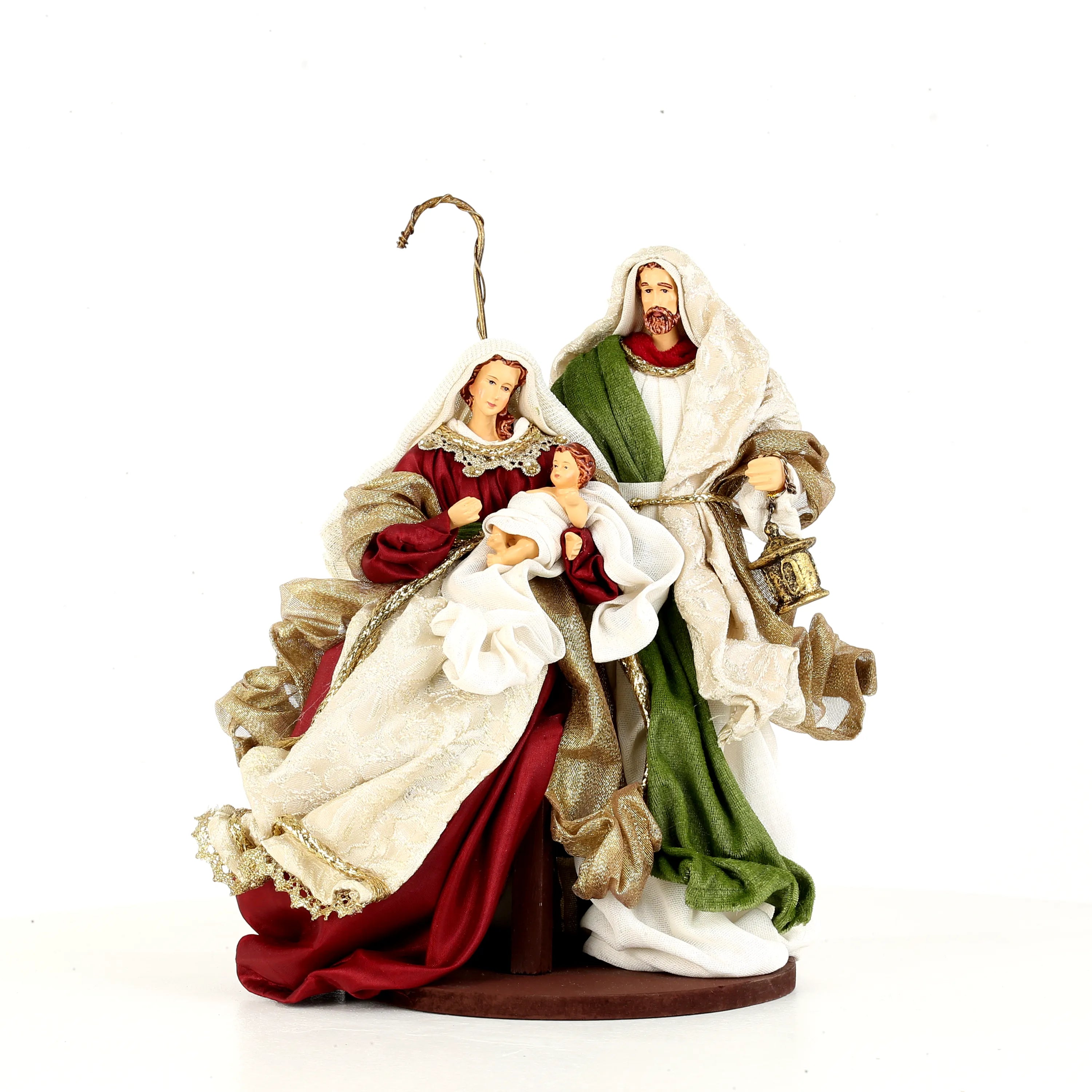 Natività Su Base Verde Bordeaux 23x17x29 Cm