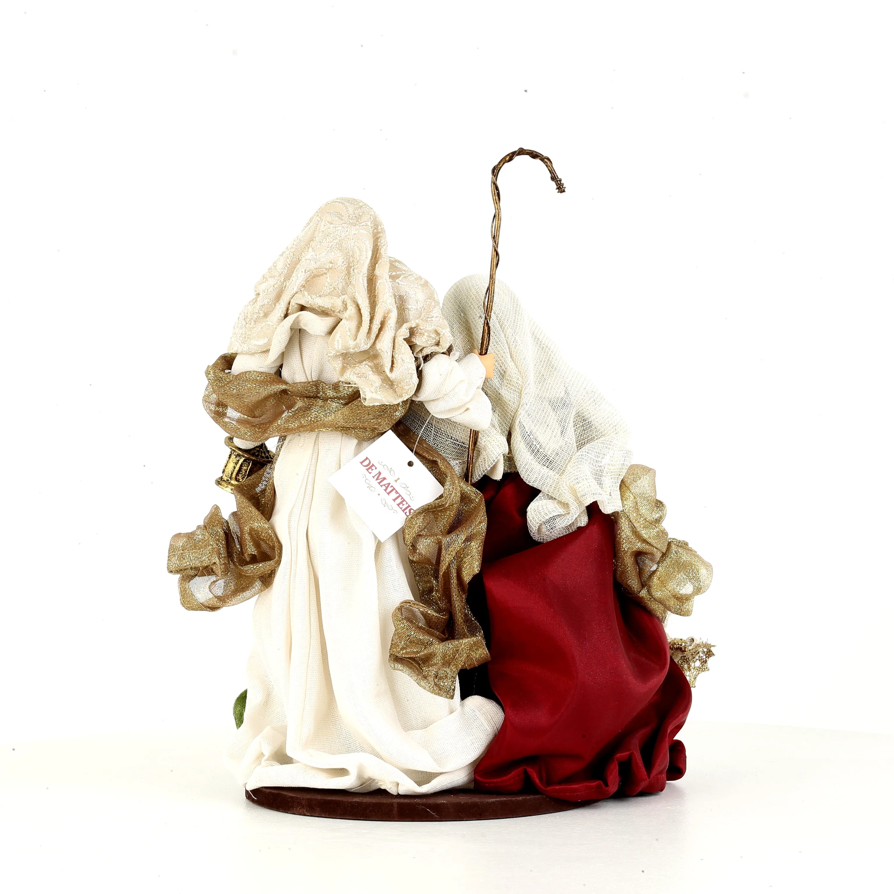 Natività Su Base Verde Bordeaux 23x17x29 Cm