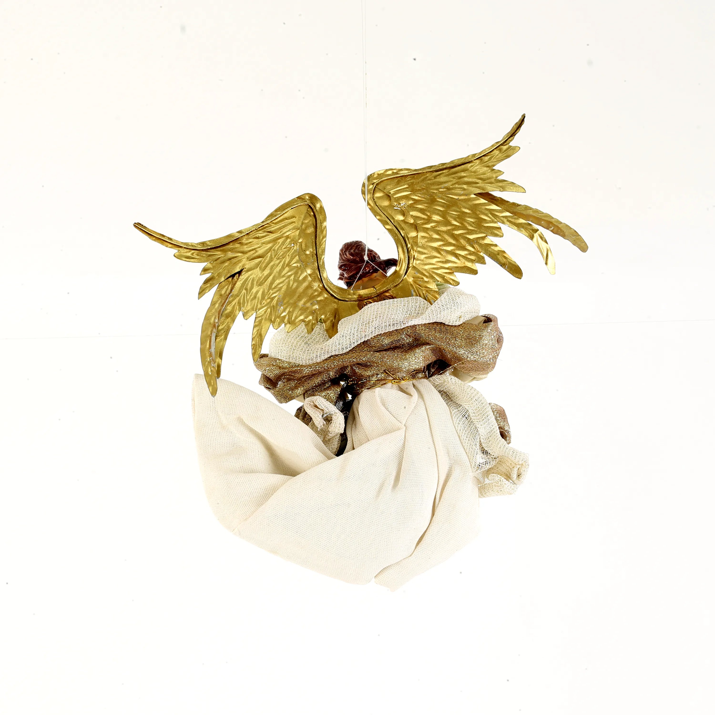 Angelo Con Liuto Verde Beige 20x10x23 Cm