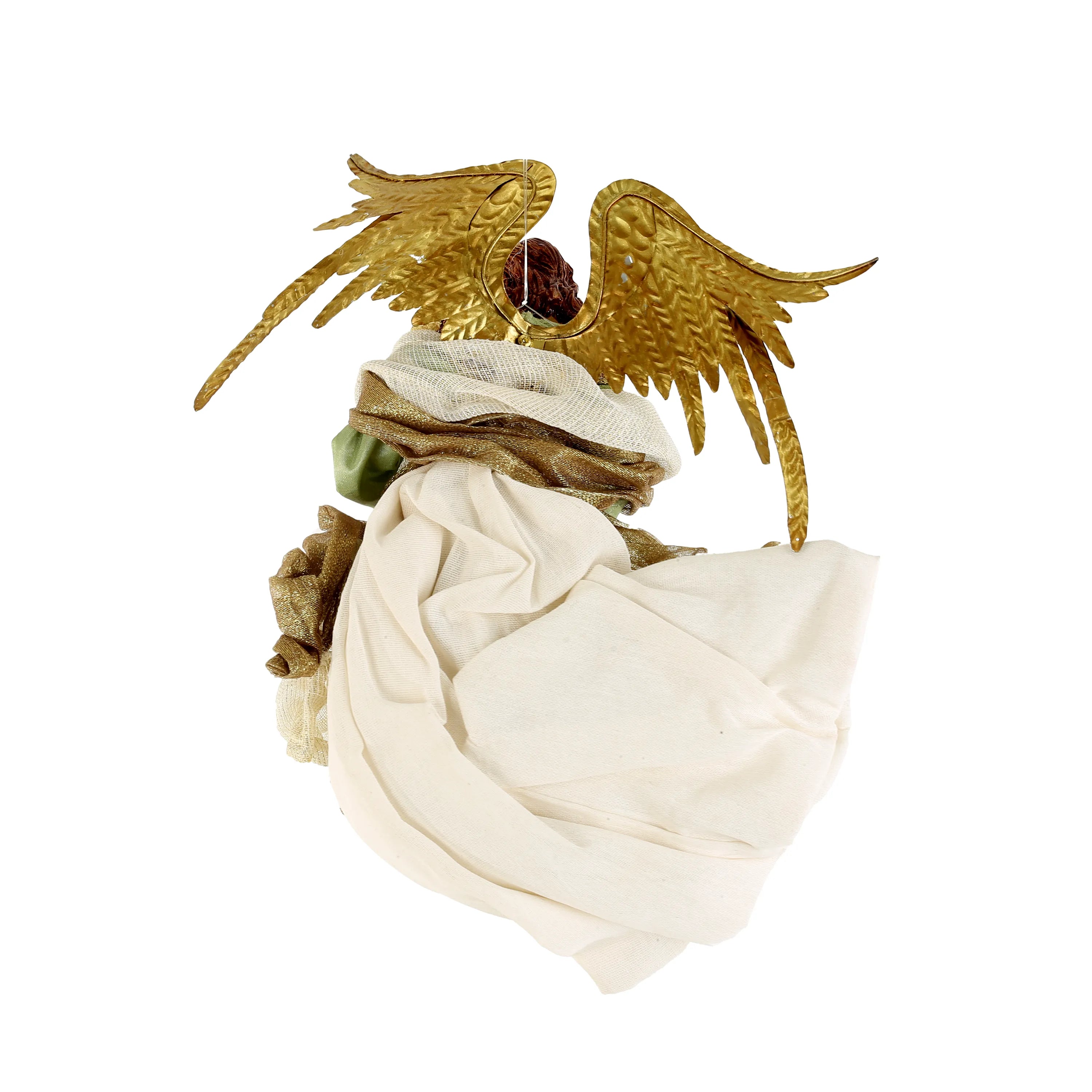 Angelo Con Arpa Verde Beige 20x10x26 Cm