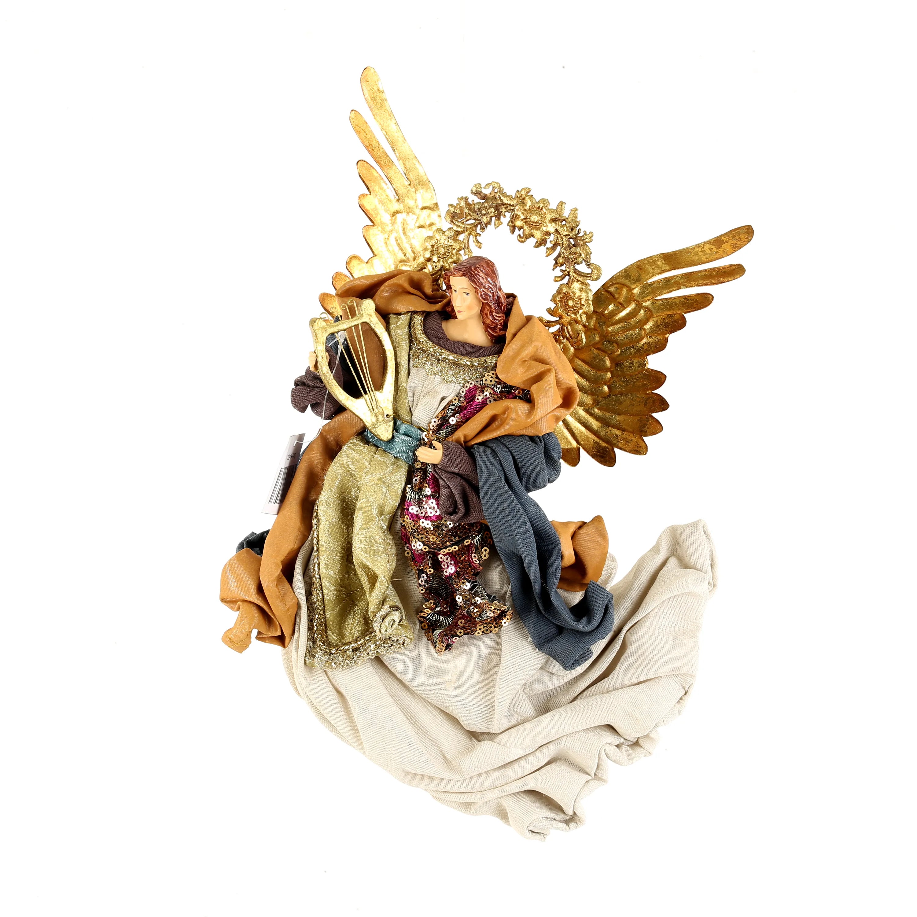 Angelo Con Lira Colori Pregiati 20x10x26 Cm