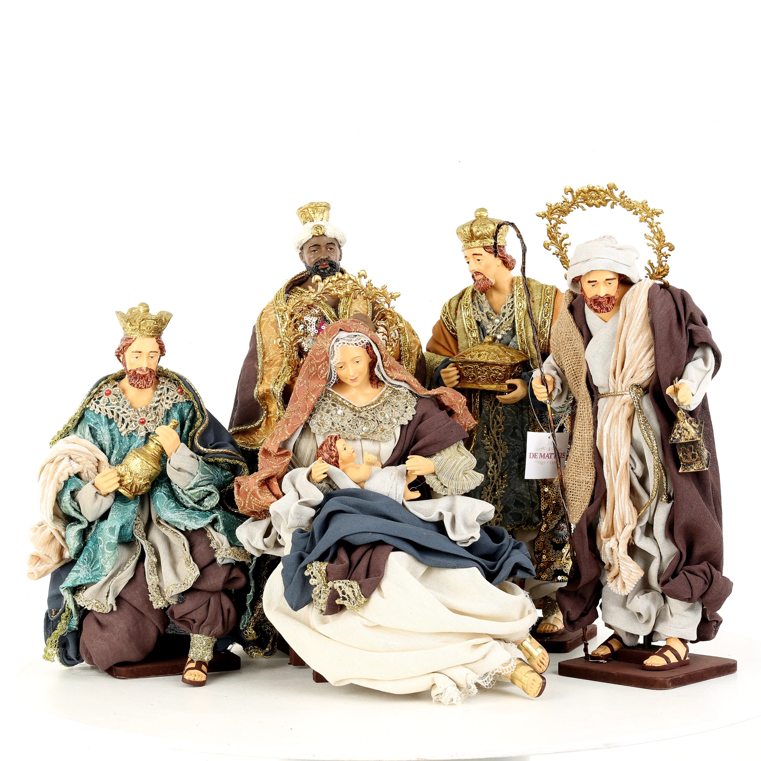 Natività Su Base Colori Pregiati 40x25x40 Cm