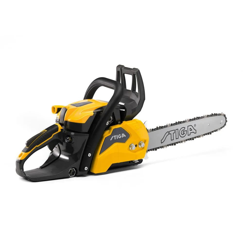 Stiga, Motosega Scoppio CS 540 - 14 con scocca gialla e nera, barra da 14 pollici e impugnature ergonomiche antiscivolo - DeMatteis.it