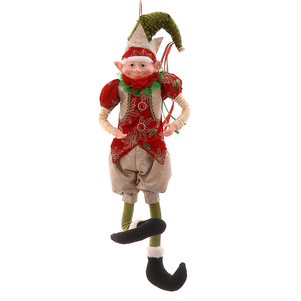 Elfo Rosso Verde Oro Da Appendere 61 Cm