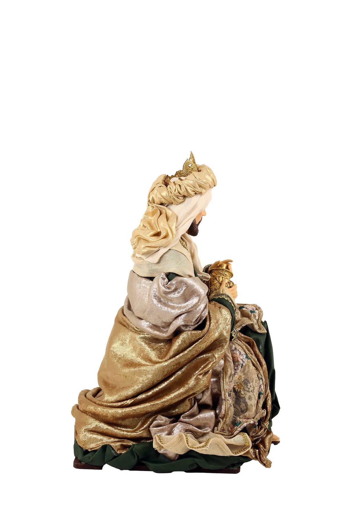 De Matteis, Natività 6 Pezzi Lailah Vestiti Colorati 90 cm con figure in tessuto dorato, rosa e verde con dettagli ricamati e finiture lucide - DeMatteis.it