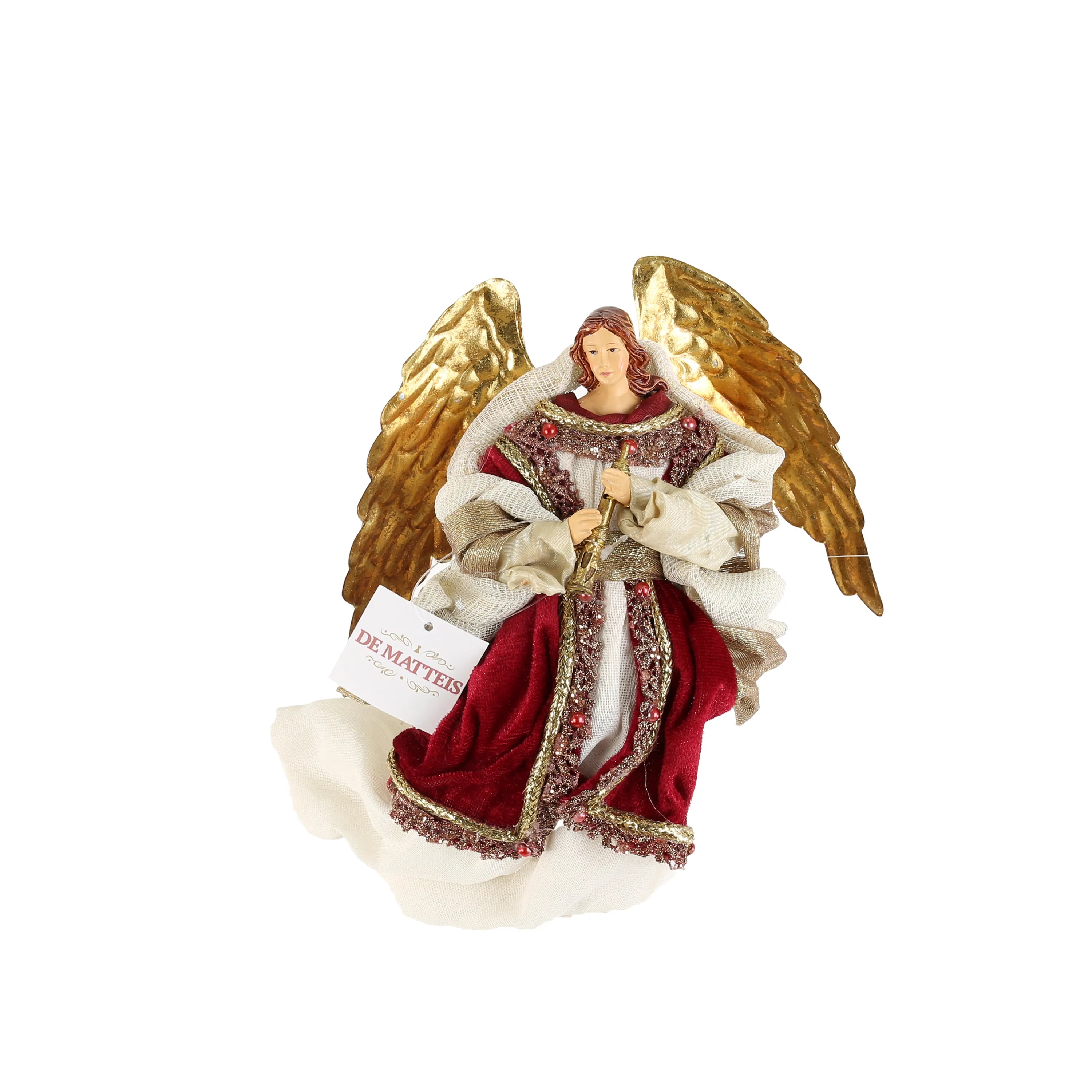 Angelo Con Flauto Bordeaux Beige 20x10x23 Cm