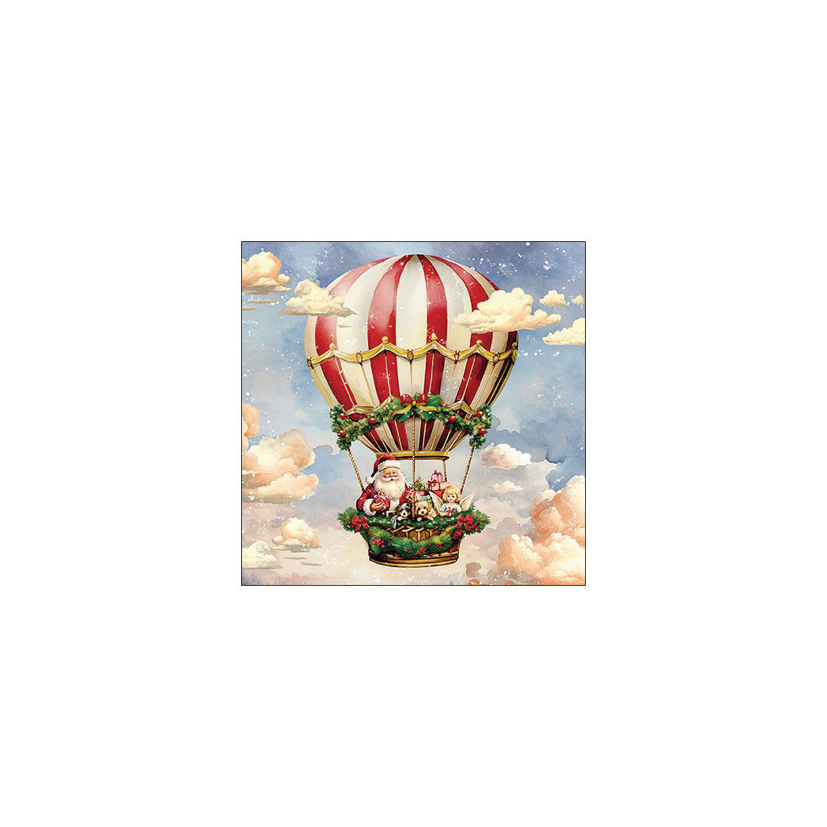 Set 20 Tovaglioli 33x33 cm Santa's Air Balloon per tavola natalizia decorativa - DeMatteis.it