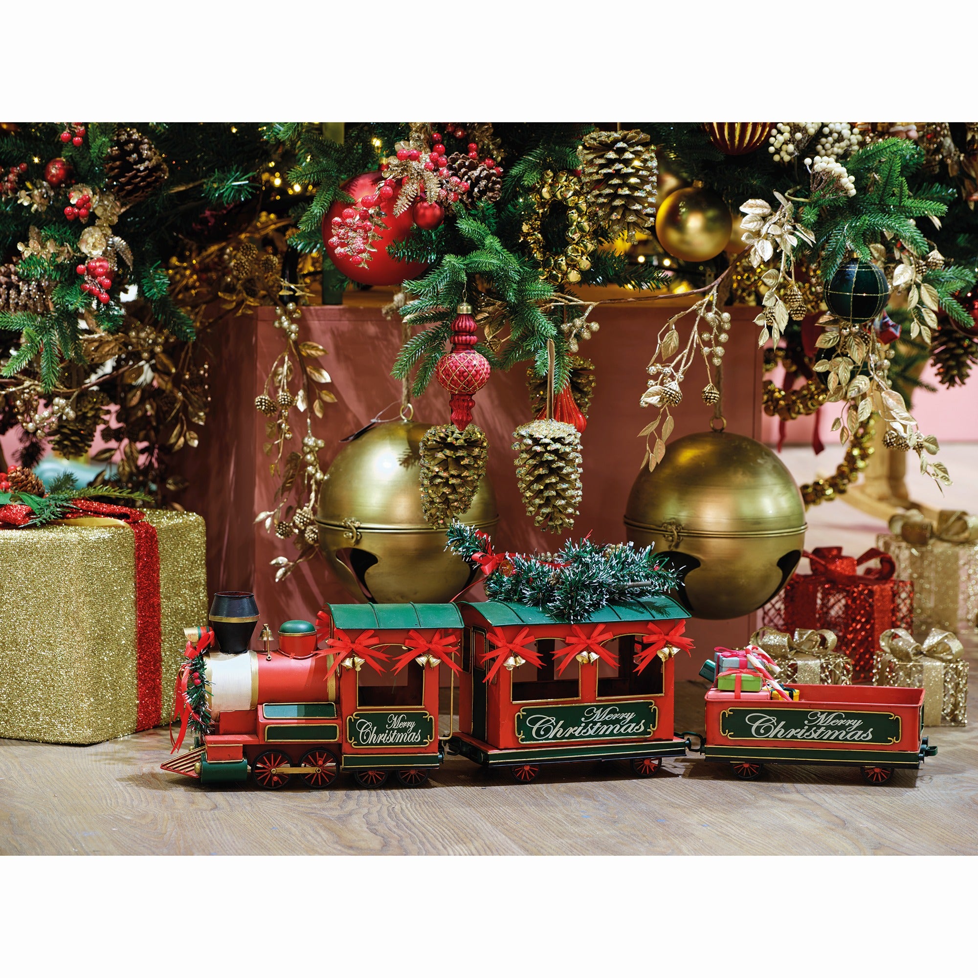 Treno Metallo Decoro Natale 92x16,3x30 Cm