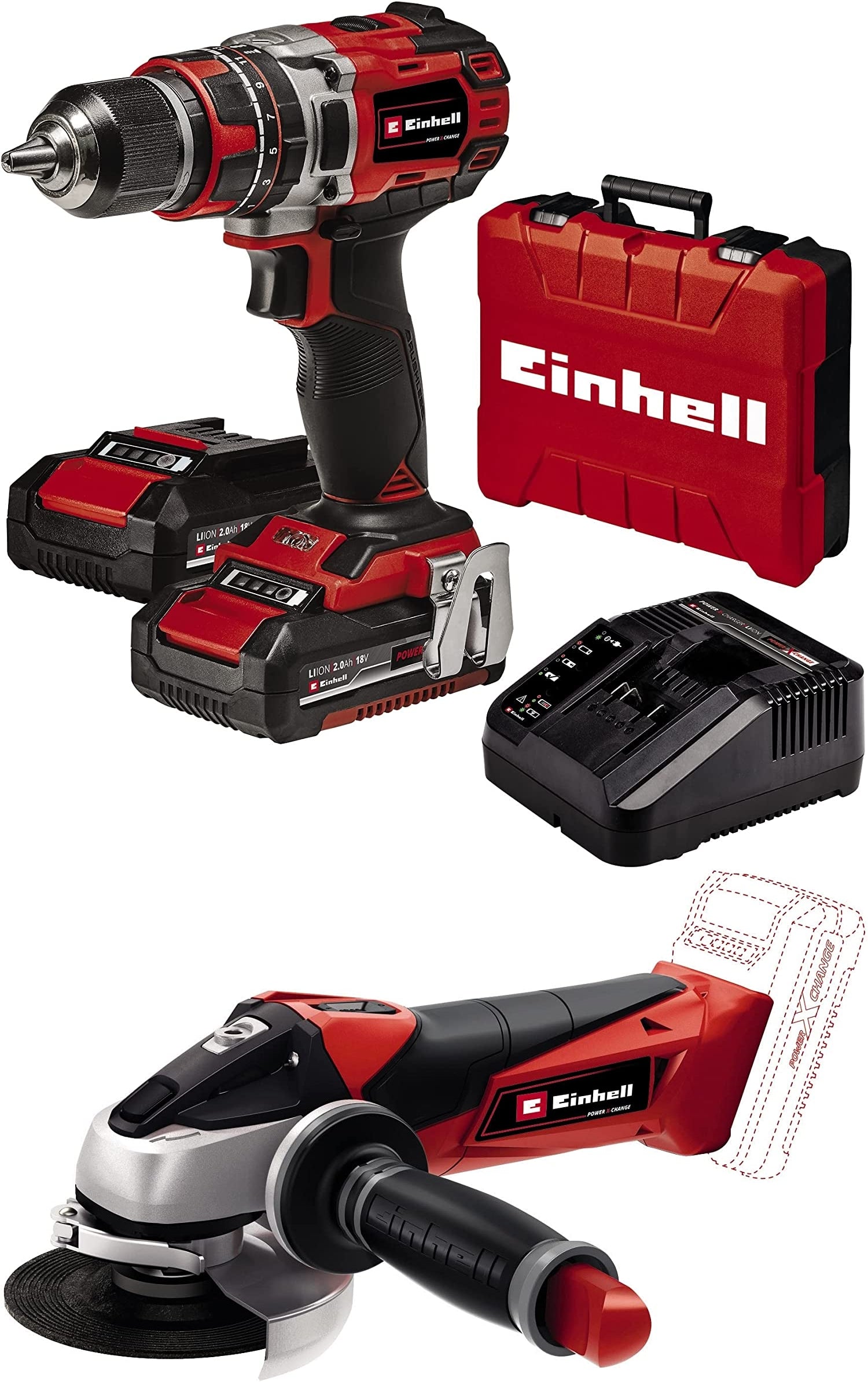 Trapano Percussione Batt. Te-Cd 18/50 + Smerigliatrice Axxio 18/115 Kit