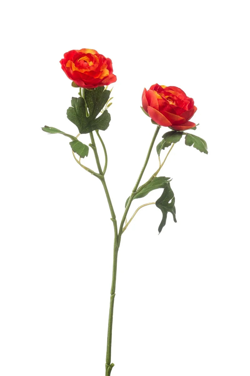 Ranuncolo Finto 2 Fiori 46 Cm Arancione