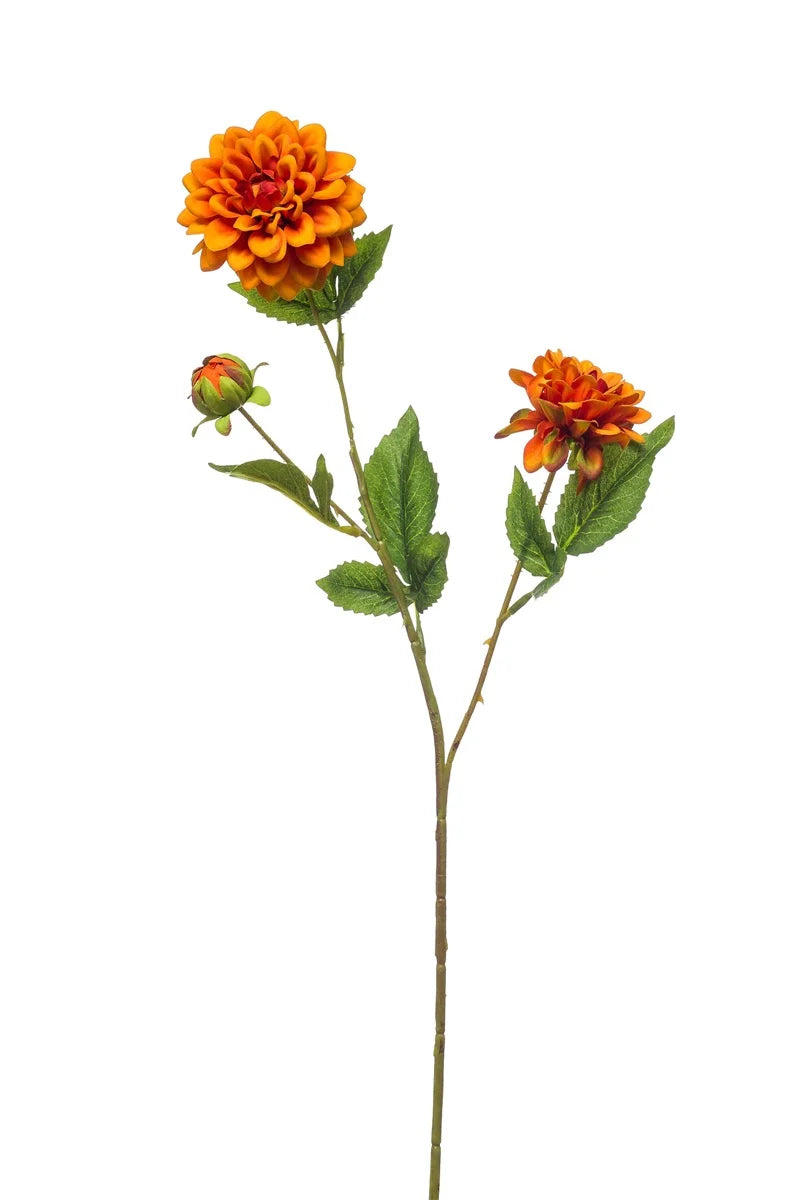 Dalia Finta 3 Fiori Arancione 68 Cm
