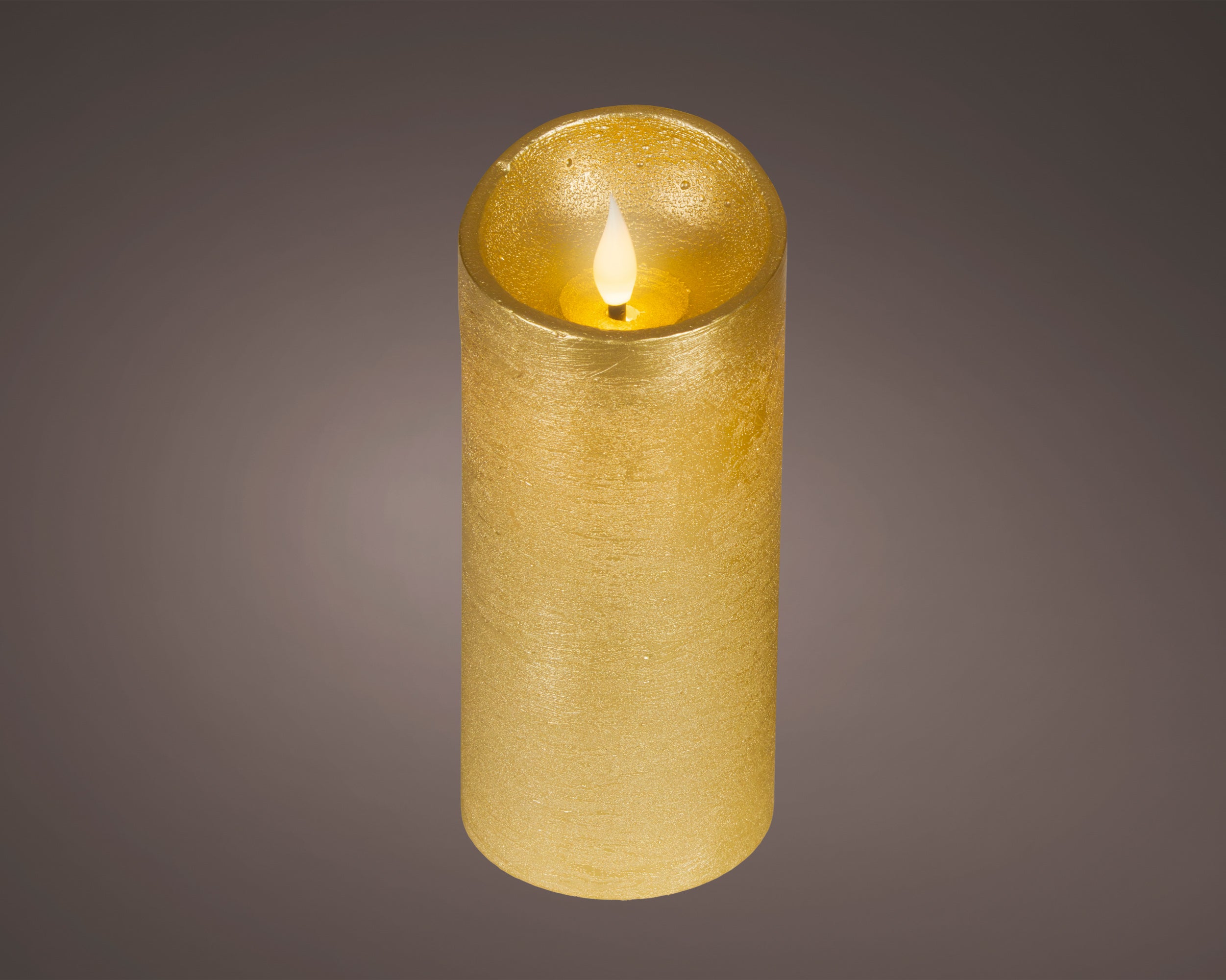Candela Oro Batteria Fiamma Led D 7,5 X 17 Cm