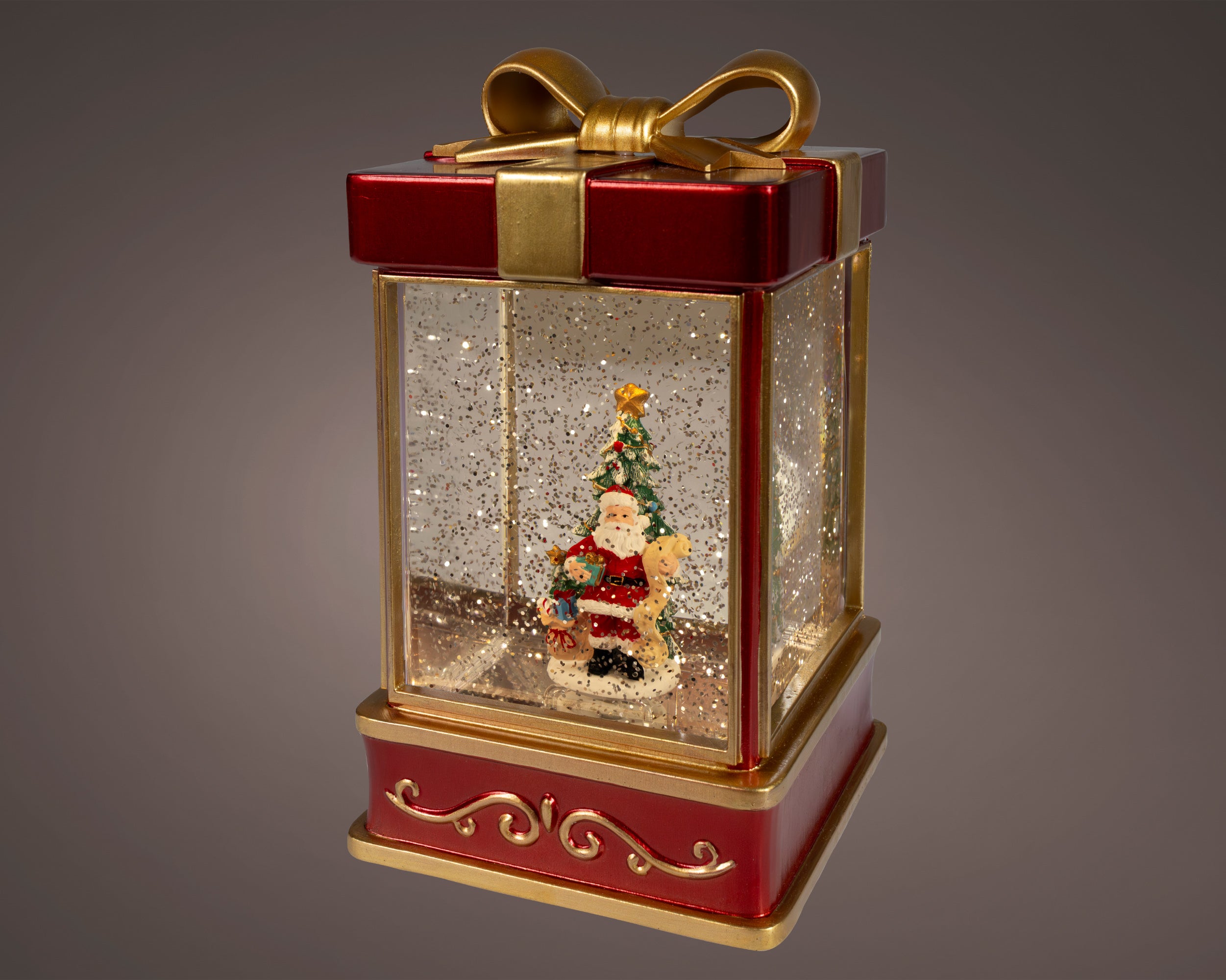 Regalo Con Babbo Natale Led Warm White 13x13x24 Cm